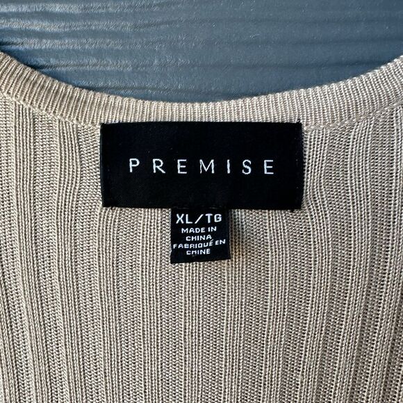 Premise Cardigan Sweater Ribbed Pleated Lightweight Cream Size XL - Picture 3 of 5